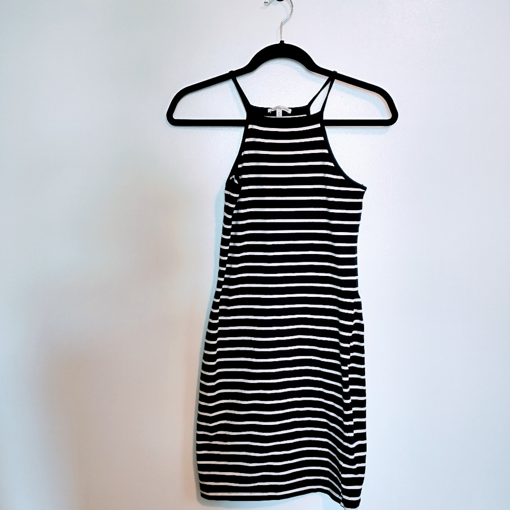 Charlotte Russe tank bodycon dress. Black and white striped dress  size small